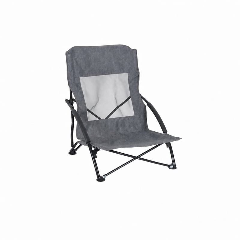 Skladacia plážová stolička Relaxdays, s prenosnou taškou, nosnosť 100 kg, ľahká kempingová stolička, polyester a kov, sivá – 1-dielna súprava