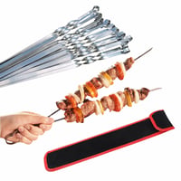 GMMH Profi BBQ Nerezové grilovacie ihly 19 ks – dĺžka 50 cm, šírka 1 cm, hrúbka 2 mm – Súprava na mäso, kebab a šašlík (použité, neúplné) 2