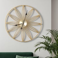 Yumyolk Nagy Méretű Falióra 60 cm - Modern Arany Színű, Zajmentes Szerkezet Nappali Dekorációhoz 1