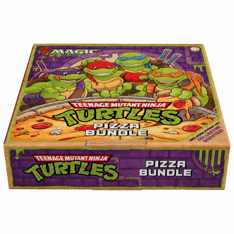 Magic: The Gathering Teenage Mutant Ninja Turtles Pizza Bundle kartová hra — zapečatená nálepka je narezaná (stav: pozri 2. obrázok)