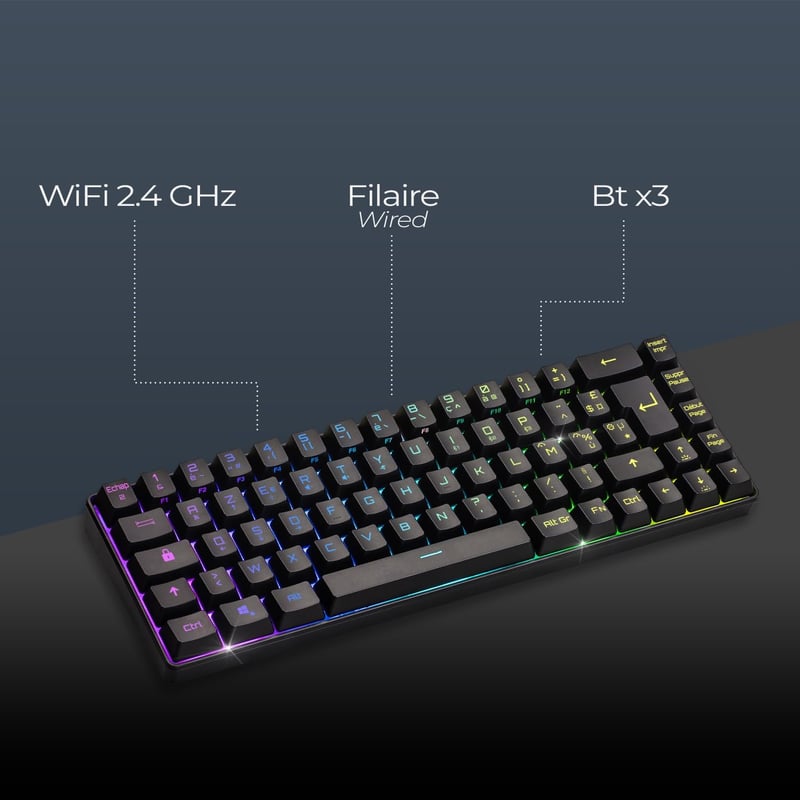 EMPIRE GAMING K508 Kompakt Vezeték Nélküli Gamer Billentyűzet - 2.4G/Type-C - PS4/PS5/PC/Mac - RGB Háttérvilágítás - 23 Anti-Ghosting Gomb