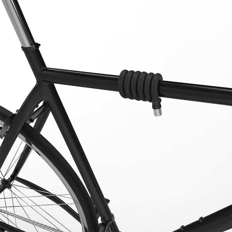 Antifurt bicicletă VOLO BAMBOO, acoperit cu silicon, cu 4 cifre, 13 mm x 100 cm, negru