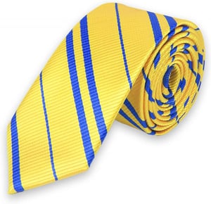 Elegantna žuto-plava svilena kravata, ekstra duga 150 cm