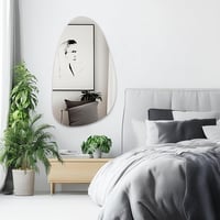Muzilife Aszimmetrikus Keret Nélküli Tojás Alakú Tükör, 50x85 cm, MDF Hátlappal, Nagyméretű Teljes Alakos Fali Tükör Nappaliba, Fürdőszobába 2