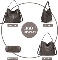 Gladdon nagy kapacitású szürke bőr női válltáska - Elegáns shopper táska több rekesszel 5