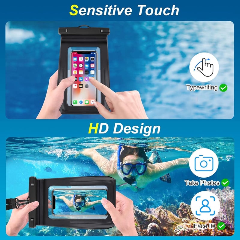 Razobws 9"-os vízálló telefontok, 2 db, iPhone és Samsung készülékekhez - Fehér+Kék