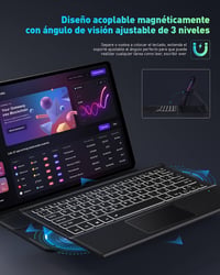 Doohoeek Bluetooth Billentyűzet Tok Samsung Galaxy Tab S8+ 12.4''/S7 FE 2021/S7+ 2020 Tablethez, 7 Színű Háttérvilágítással, Fekete - S8 Plus 2