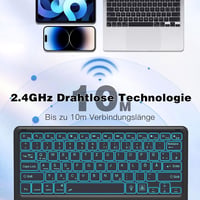 Bluetooth QWERTZ billentyűzet érintőpaddal, 7 színű háttérvilágítással - iOS/Android/Windows kompatibilis 5