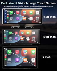 Jansite 11,26" CarPlay Autós Kijelző 2.5K Fedélzeti Kamerával - Bluetooth Tükrözés, Tolatókamera, Siri Támogatás, 64GB TF Kártya, Apple CarP 3