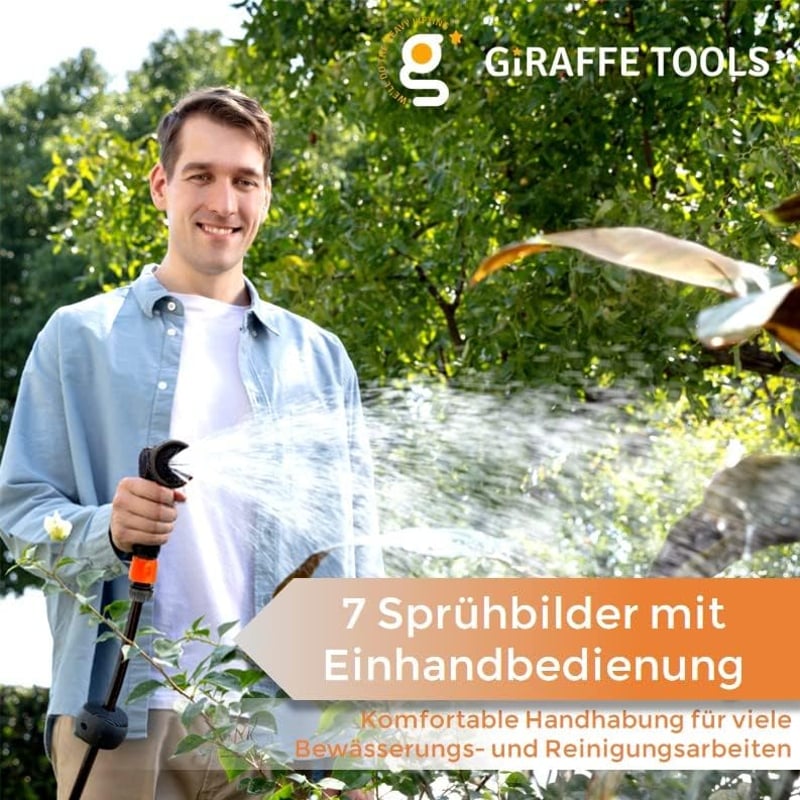 Giraffe Tools 30+2m Automata Fali Tömlőtartó, 180° Forgatható, 7 Szórófejjel