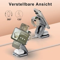 AC Island 5 az 1-ben MagSafe Kompatibilis iPhone Töltőállomás - Összecsukható Utazási Töltő iPhone 16/15/14/13/12, AirPods Pro, Apple Watch  8