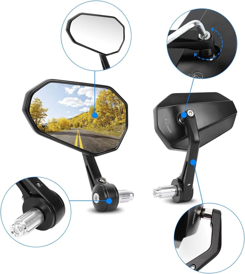 SUPAREE Univerzális Motorkerékpár Visszapillantó Tükör - 360° Forgatható, Alumínium Ötvözet, E-Jóváhagyott, Robusztus, Robogókhoz és ATV-khe