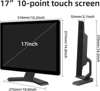 Thinlerain 17" Érintőképernyős Monitor - 10-pontos Kapacitív Érintés, 4:3 HD 1280x1024 Felbontás, HDMI/USB, VESA, Beépített Hangszórók, Win1 5