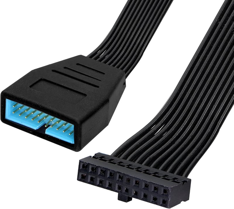 GINTOOYUN USB 3.0 Belső Hosszabbító Kábel 19/20 Pin Apa-Anya Csatlakozóval, 15cm, Fekete, Alaplapi USB Bővítéshez