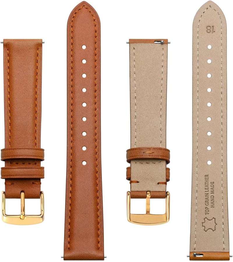 Bisonstrap Elegáns Bőr Óraszíj Gyorskioldással - Férfi és Női Órákhoz - 12-20 mm Méretben Kompatibilis Órafülekkel