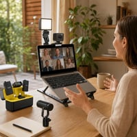 Set za videokonferencije: prstenasto svjetlo + FHD kamera + bežični mikrofon + stalak + postolje 1