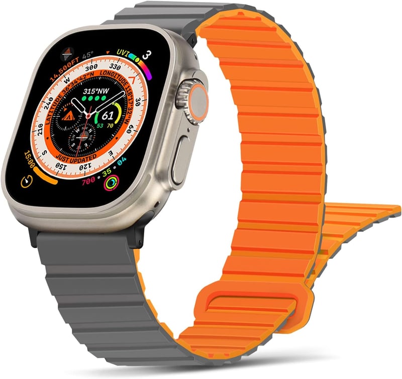 Apple Watch szilikon szíj mágneses csattal - 38-49mm, szürke-narancs