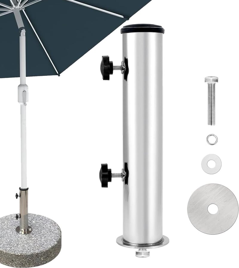 Univerzális Napernyőtalp Adapter Készlet 3 Szűkítőgyűrűvel (48/38/32 mm) - Gránit, Vas és Cement Talphoz Kompatibilis Napernyőtartó Hüv
