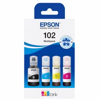 Multipack atramentových fliaš Epson EcoTank 102, 4 ks – čierna, azúrová, purpurová, žltá – z čierneho atramentu bolo odobrané (stav: pozri 2. obrázok) 1