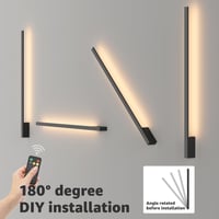 Klighten Akkumulátoros Fali Lámpa 2db - 10000 mAh Tölthető, Távirányítós, Fényerőszabályozós, 100 cm, 6W, 3000K-6000K, Fekete, Nappali Világ 5