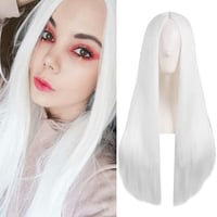 Colorfulpanda Fehér Hosszú Egyenes Paróka 80 cm - Középen Választott Hőálló Műhaj Cosplay Jelmezekhez, Fesztiválokra és Hétköznapi Viseletre 5
