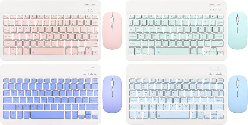 Yunseity 10"-es ultravékony Bluetooth billentyűzet és egér szett tabletekhez - Zöld