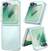 Doeshine Samsung Galaxy Z Flip 7 FE/Z Flip 6 Védőtok - Ultravékony Szilikon TPU Tok Beépített Képernyővédővel, Ütésálló, Karcmentes, Zöld 1
