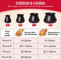 OCONDA 24 db Fekete Szilikon Széklábvédő Filcbetéttel - Ferde Széklábakhoz 14-18 mm - Padlóvédő Bútorlábsapka Kerek Lábakra - Zajcsökkentő 1