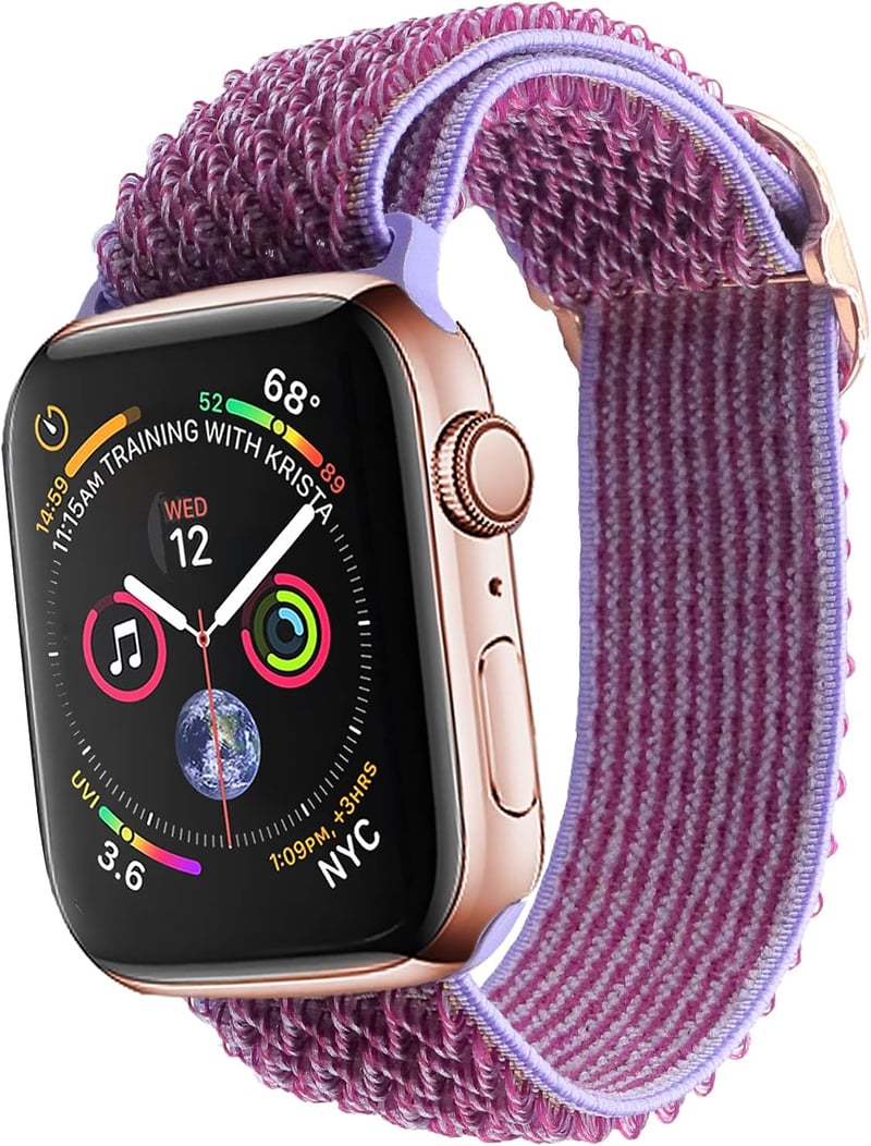 Apple Watch sportszíj 38-41mm - EWENYS lila hullámmintás, állítható nylon pánt