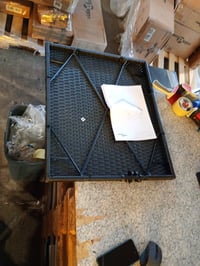 Șezlong pentru 2 persoane vidaXL din poliratan cu acoperiș, negru, 213x118x97 cm — ratan tăiat pe elementul central de șezut (stare: vezi a 2-a imagine) 3