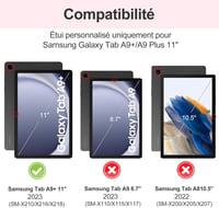 SENGBIRCH Bluetooth Billentyűzetes Tok Samsung Galaxy Tab A9+ 11" (2023) Tablethez - Levehető AZERTY Billentyűzet, Rózsaszín, Háttérvilágítá 2