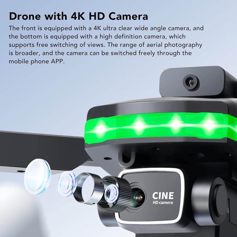 Fabater FPV Drón 4K HD Dupla Kamerával, WiFi 1080P Összecsukható Quadcopter Kezdőknek, Gesztus Vezérlés, Akkumulátor és Táska