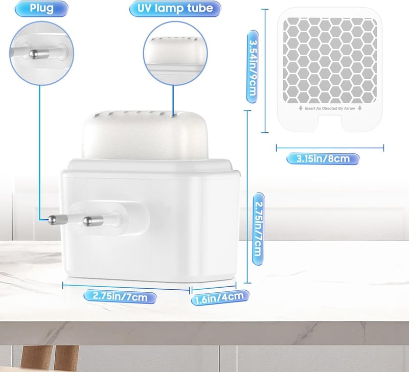Tiptop Home Elektromos Rovarcsapda - 2 db UV Fénycsapda Ragadós Lappal, Szúnyog, Muslica és Molyirtó, Szagtalan, Beltéri Használatra, Fehér