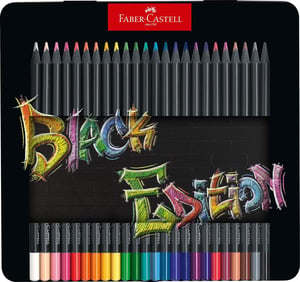 Sada farebných ceruziek Faber-Castell Black Edition Blackwood - 24 ks, kovová škatuľka