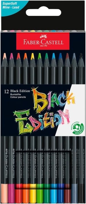 Set drvenih bojica Faber-Castell Blackwood Black Edition - 12 komada u etuiju