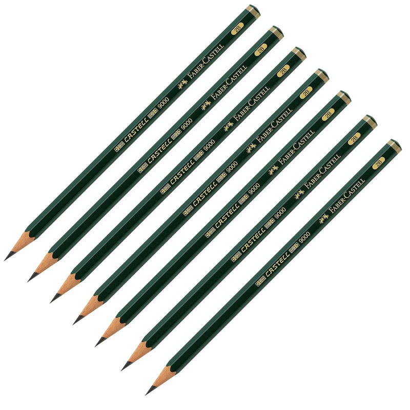 Creion grafit Faber-Castell Castell 9000 2B – Set 6 bucăți, set de creioane premium pentru desen