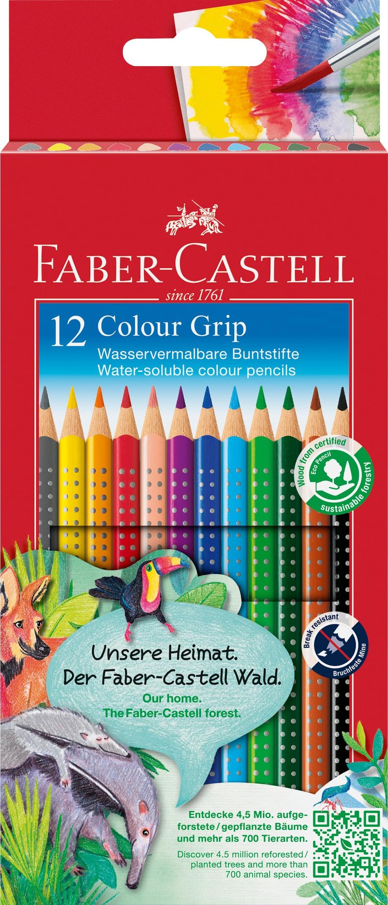 Sada farebných ceruziek Faber-Castell Colour Grip, nelámavé, 12 ks