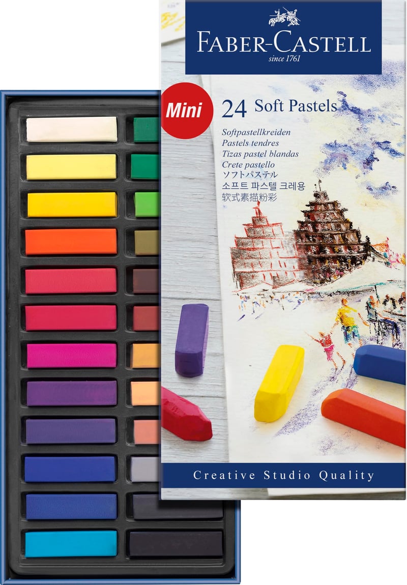 Set de cretă pastel moale Faber-Castell Creative Studio – 24 bucăți, set de desen artistic