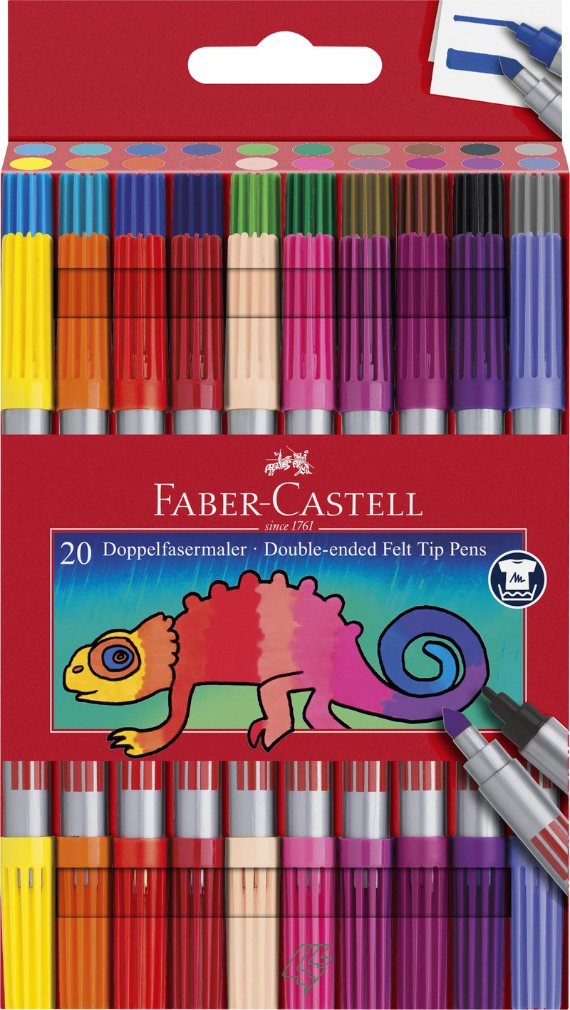 Sada obojstranných fixiek Faber-Castell, 20 ks – Tenké a hrubé kresliace fixky pre deti aj dospelých