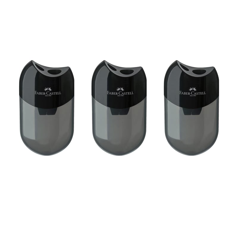 Ascuțitoare Dublă Faber-Castell Neagră - Set de 3 bucăți, Ascuțitoare cu două orificii