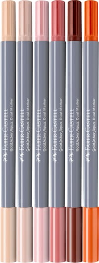 Set carioci acuarelabile cu două capete Faber-Castell Goldfaber Aqua Dual Marker, nuanțe portret – 6 culori 2
