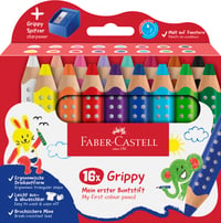 Set Creioane Colorate Faber-Castell Grippy 16 buc cu Ascuțitoare - Set de Desen pentru Copii 1