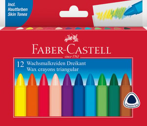 Faber-Castell trokutaste voštane bojice 12 kom – Set debelih bojica – slomljen crni komad krede (stanje: vidi 2. sliku)