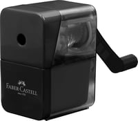 Faber-Castell kézi ceruzaélező hajtókarral fekete, 8,4 mm-ig grafit és színes ceruzához, kiváló penge 5,5x6,5x9 cm 1
