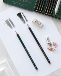 Sada ceruziek Faber-Castell Pitt Graphite Matt, 6 ks grafitových ceruziek, guma a strúhadlo, čierna 3