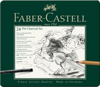 Profesionálna súprava na kreslenie Faber-Castell PITT Charcoal 24 ks – Prírodný uhlík v tyčinkách a ceruzkách v kovovej kazete, na skice a portréty 2