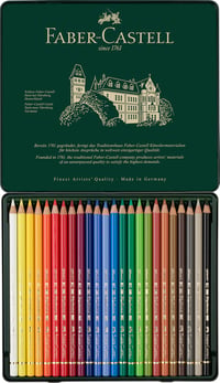 Set de creioane colorate Faber-Castell Polychromos, 24 de culori, în cutie metalică, set de creioane pentru desen artistic 3
