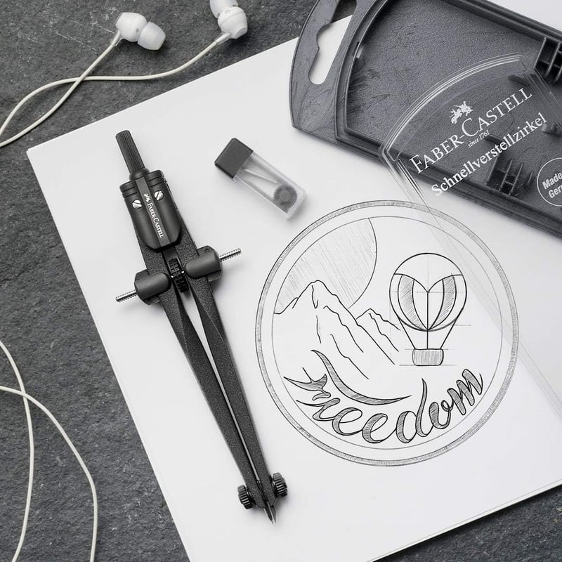 Faber-Castell Stream Gyorsoldó Körző Acél Ezüst-Fekete - black, Stream