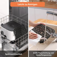 FABULETTA 11-in-1 Forrólevegős Fritőz 5.7L, 1950W, LED Érintőképernyő, 230°C, 95% Kevesebb Olaj, Fehér, Időzítő, Rázó Mód 6