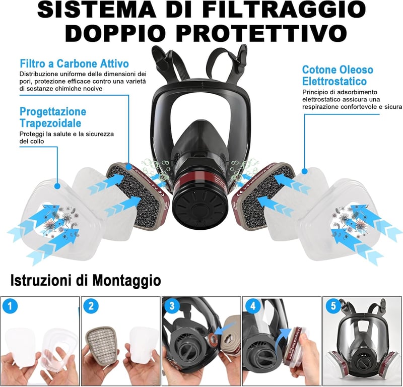 Faburo Teljes Arcmaszk Szűrővel - Gázmaszk Festéshez Hegesztéshez Csiszoláshoz